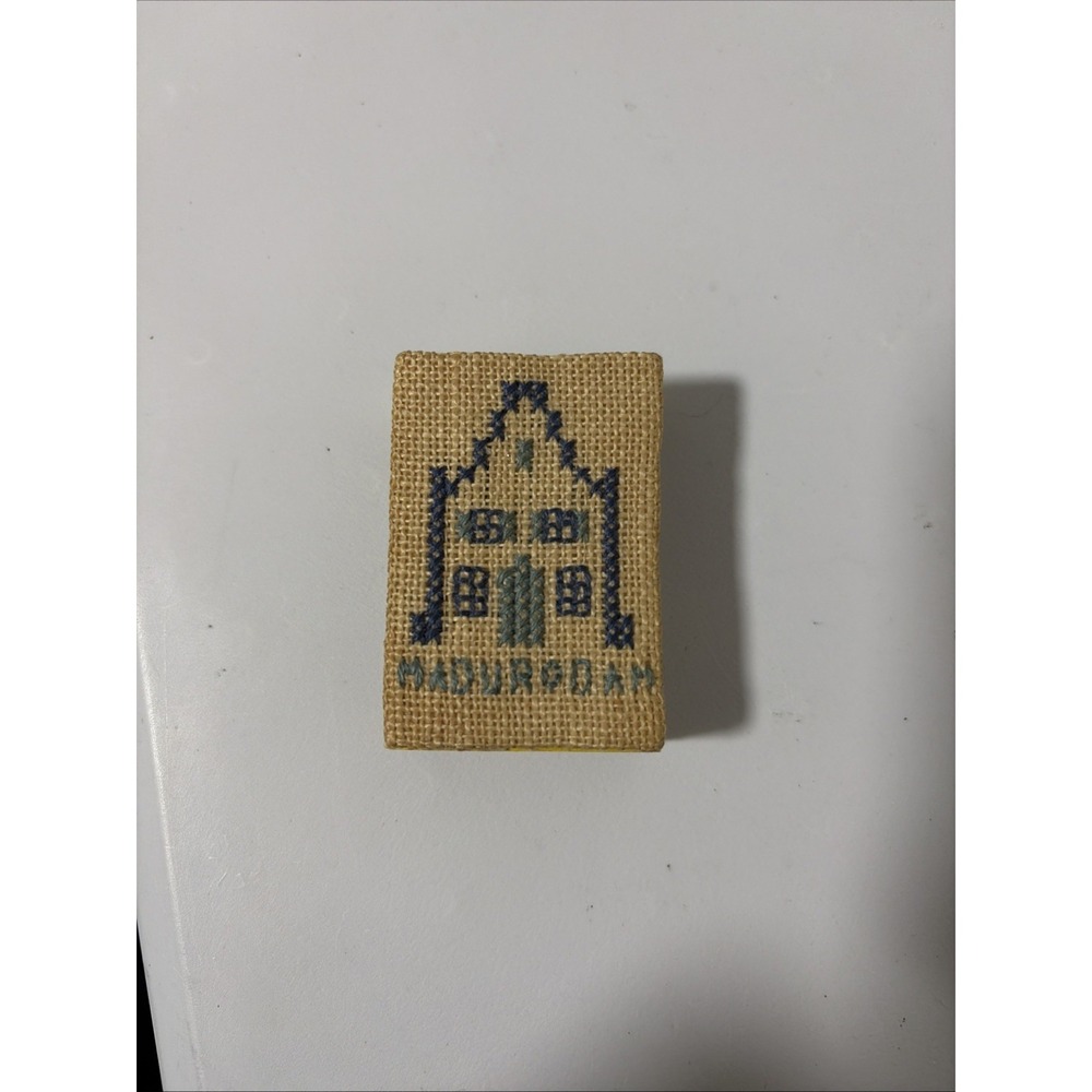 Vintage Needlepoint Matchbox Denmark Madurodam House Match Holder Collectible
